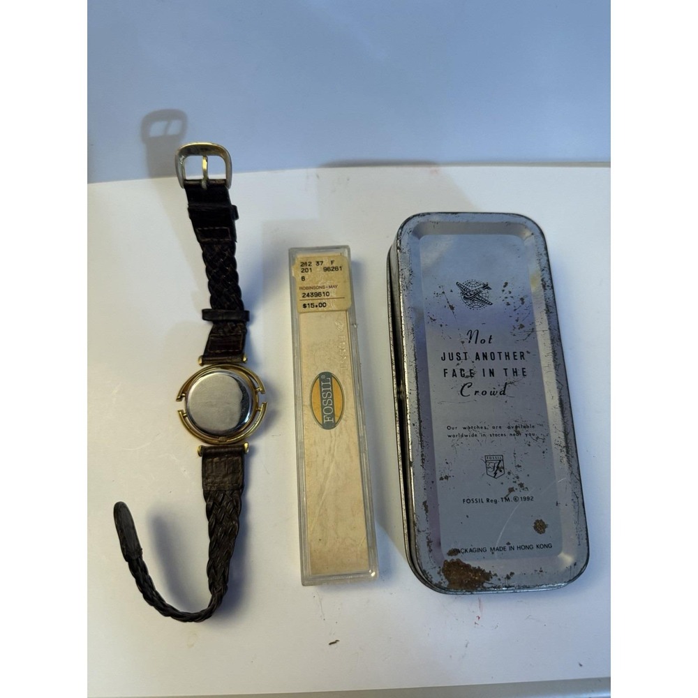 Vintage Fossil Woman's Watch 9244 Non Working Leather Band Metal Case Extra Band - Picture 14 of 14
